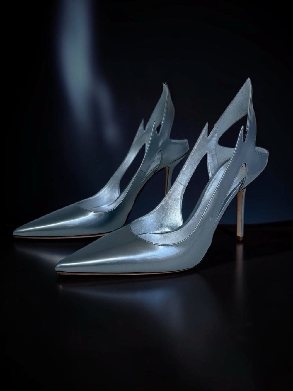 ✨Exclusive✨Tamara Mellon FW23 Glare Lightning Bolt Metallic Silver Sample Sz 40 - Picture 3 of 13